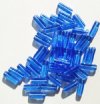 50 5x15mm Transparent Sapphire Glass Rectangle Beads